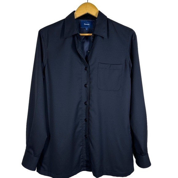 Faconnable Women’s Stretch Wool Shirt Jacket with Velvet Flip Cuffs Black M - Picture 1 of 10